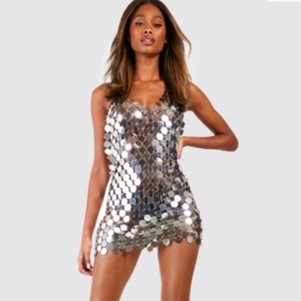 Boohoo Disc Mirror Dress Size Small Eras Tour